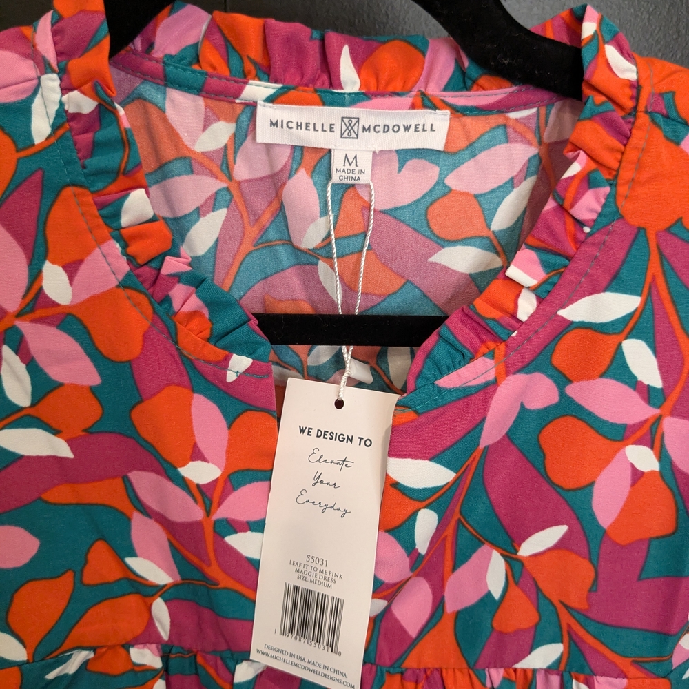 Colorful Leaf Pattern Mini Dress - Picture 4 of 5